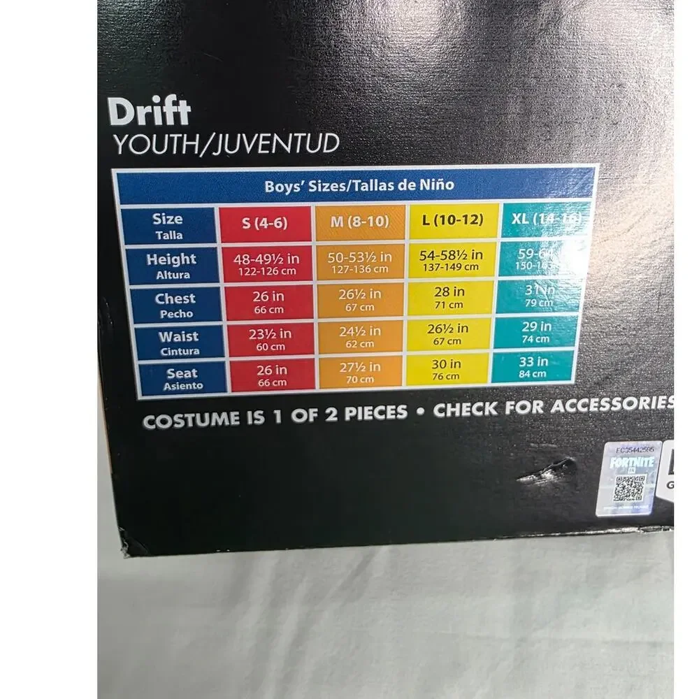 Fortnite Drift Youth Costume XL 14-16  Plastic Mask Jumpsuit Halloween New